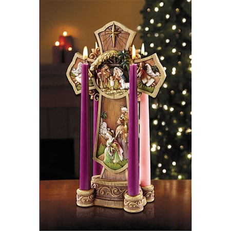 13.5 In. Nativity Cross Adv Wreath Figurine